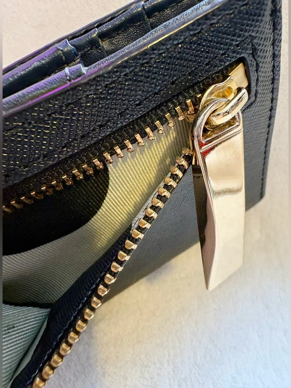 Kate Spade Small Staci Black Leather Wallet with Gold Hardware